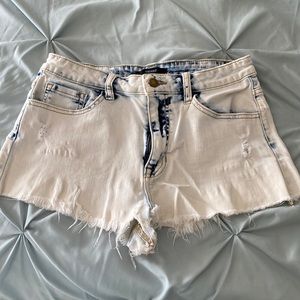 Distressed jean shorts